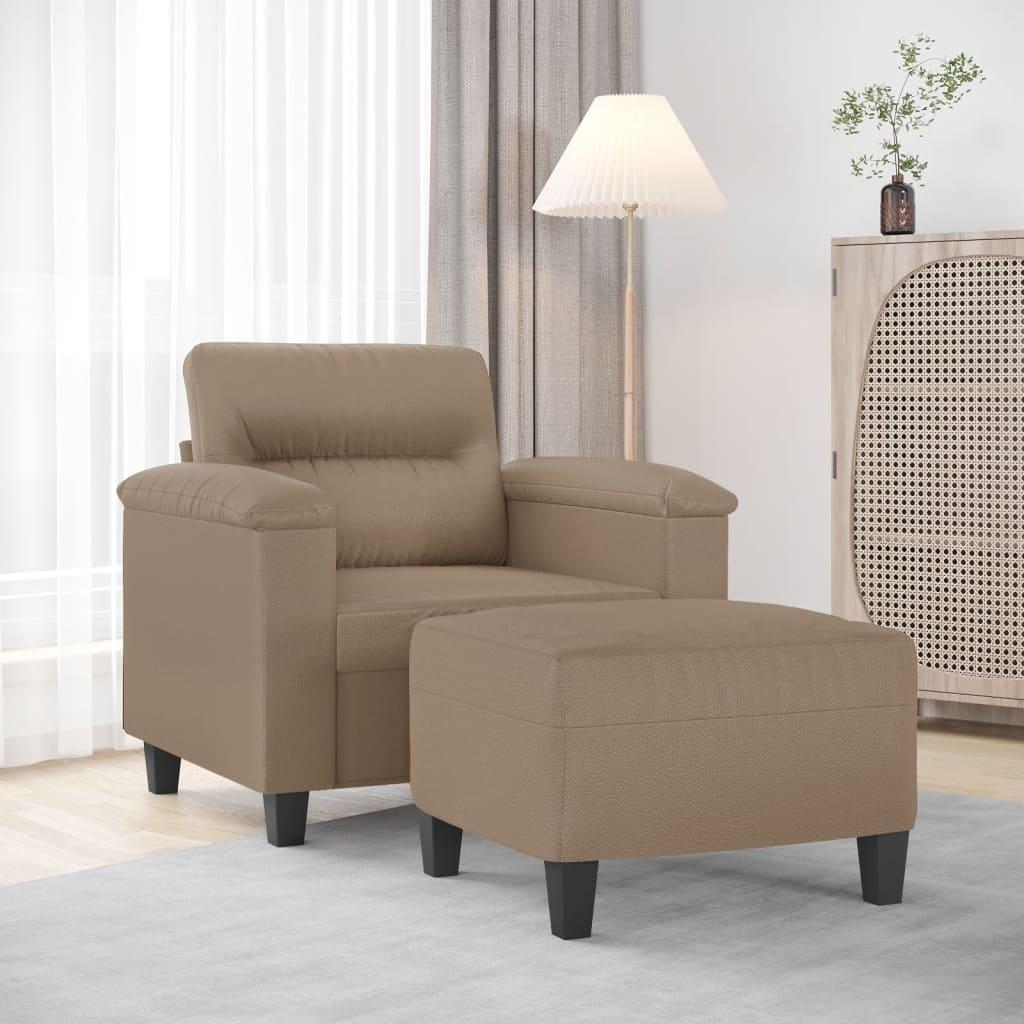 Sofastol med fodskammel 60 cm kunstlæder Cappuccino