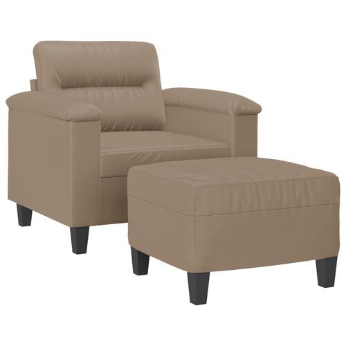 Sofastol med fodskammel 60 cm kunstlæder Cappuccino