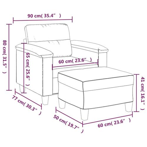 Sofastol med fodskammel 60 cm kunstlæder Cappuccino