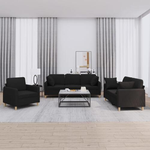 3 personers sofa med puder stof sort