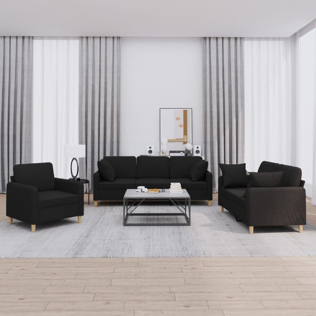 3 personers sofa med puder stof sort