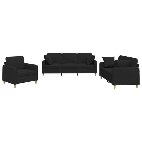 3 personers sofa med puder stof sort