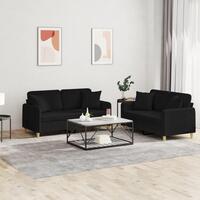 2 personers sofa med puder stof sort