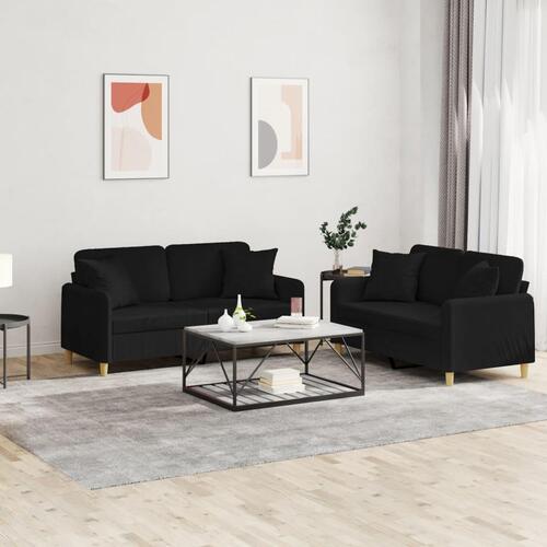 2 personers sofa med puder stof sort