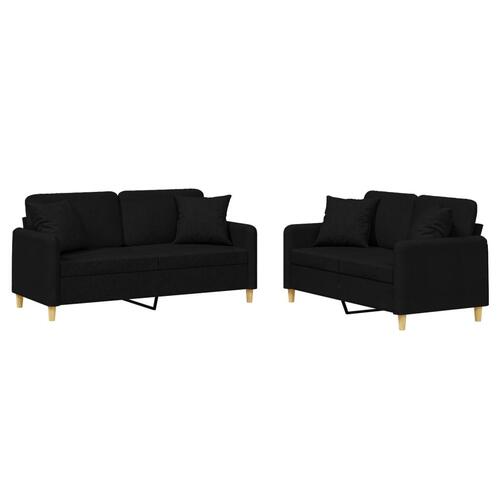 2 personers sofa med puder stof sort