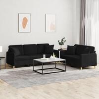 2 personers sofa med puder stof sort