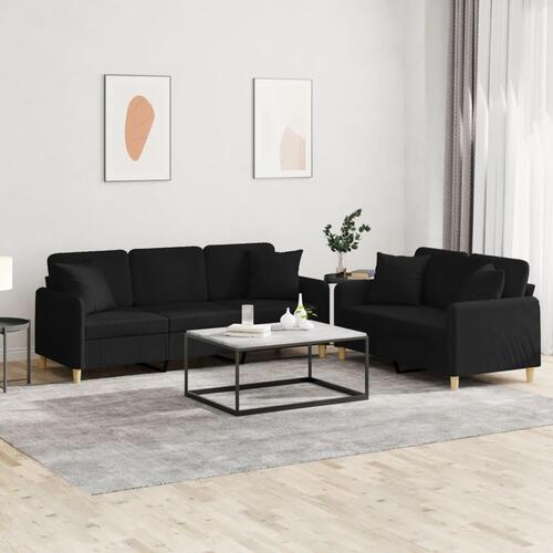 2 personers sofa med puder stof sort