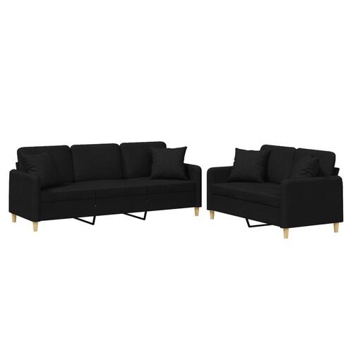 2 personers sofa med puder stof sort