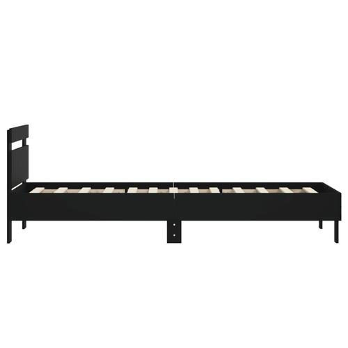 Sengeramme med sengegavl 90x200 cm konstrueret træ sort