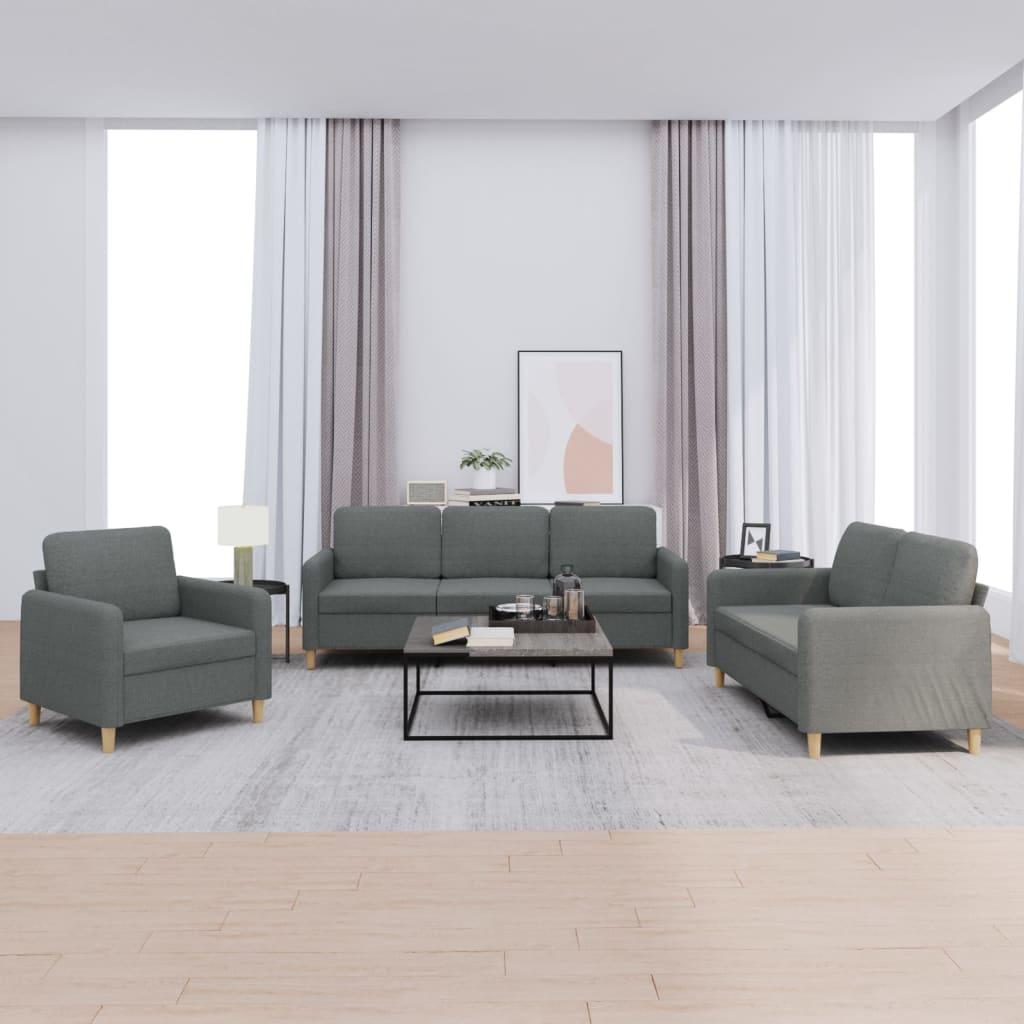 3 personers sofa med hynder stof mørkegrå