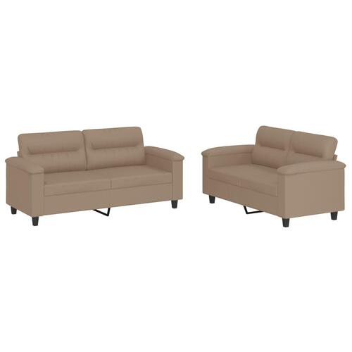 2 personers sofa med hynder kunstlæder cappuccinofarvet