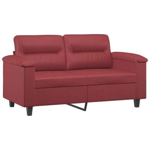 3 personers sofa med hynder kunstlæder vinrød
