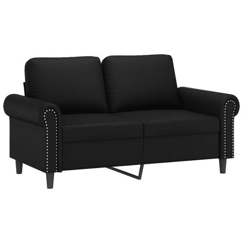 2 personers sofa med hynder kunstlæder sort