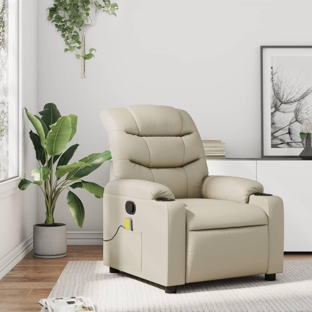 Massagestol kunstlæder cremefarvet