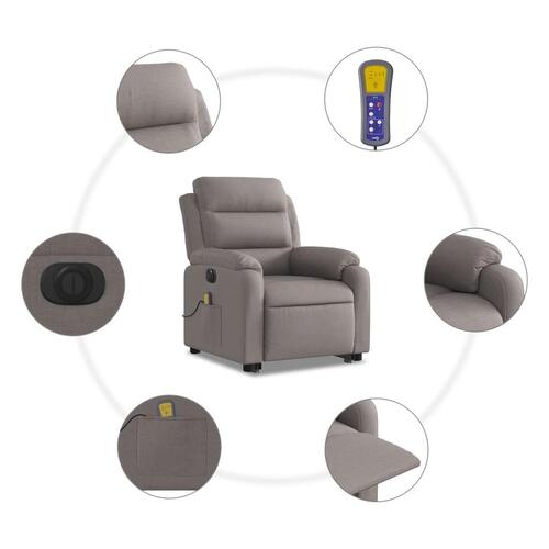 Elektrisk massagestol med løftefunktion stof gråbrun