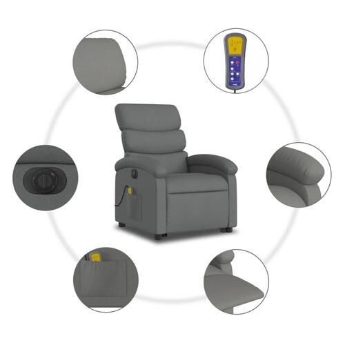 Elektrisk massagestol med løftefunktion stof mørkegrå