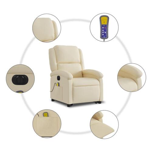 Elektrisk massagestol med løftefunktion cremefarvet