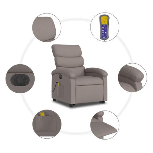 Elektrisk massagestol med løftefunktion stof gråbrun