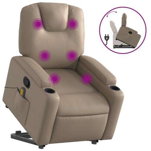 Løftestol med massagefunktion kunstlæder cappuccino