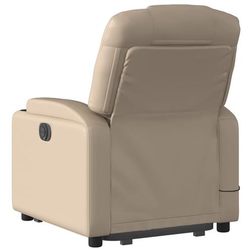 Massagestol med løftefunktion kunstlæder cappuccinofarvet