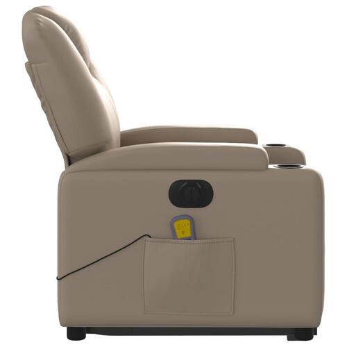 Massagestol med løftefunktion kunstlæder cappuccinofarvet
