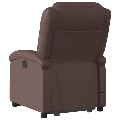 Massagestol med løftefunktion kunstlæder brun