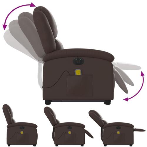 Massagestol med løftefunktion kunstlæder brun