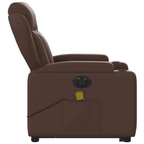 Massagestol med løftefunktion kunstlæder brun
