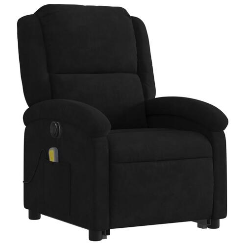 Massagestol med løftefunktion velour sort