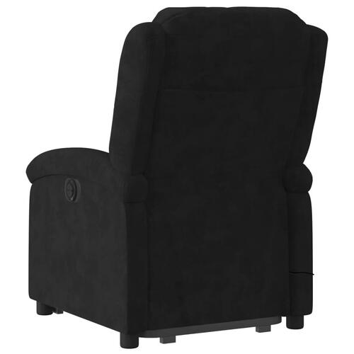 Massagestol med løftefunktion velour sort