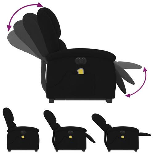 Massagestol med løftefunktion velour sort
