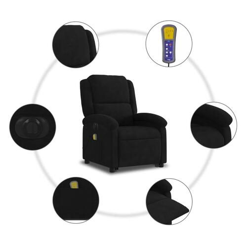 Massagestol med løftefunktion velour sort