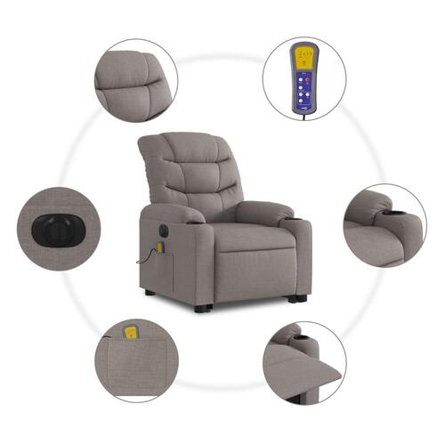 Elektrisk massagestol med løftefunktion stof gråbrun