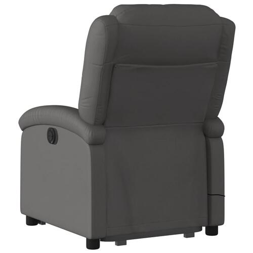 Massagestol med løftefunktion ægte læder grå
