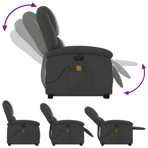 Massagestol med løftefunktion ægte læder grå