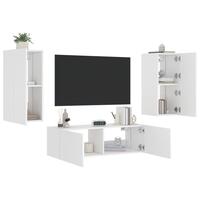 Væghængt tv-møbel 3 dele med LED-lys hvid