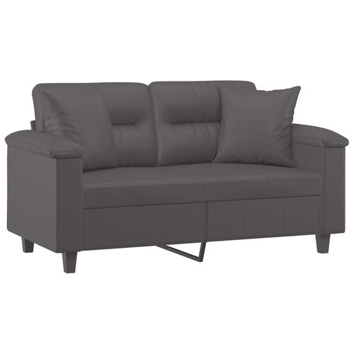2-personers sofa med pyntepuder 120 cm kunstlæder grå