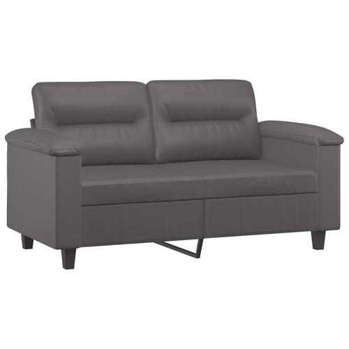 2-personers sofa med pyntepuder 120 cm kunstlæder grå