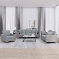 3 personers sofa med puder stof lysegrå