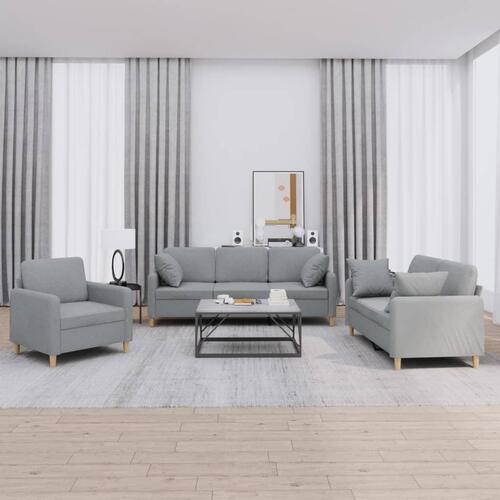 3 personers sofa med puder stof lysegrå