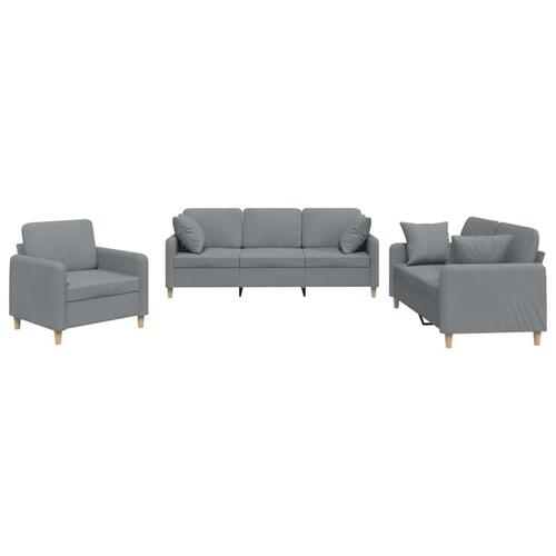 3 personers sofa med puder stof lysegrå