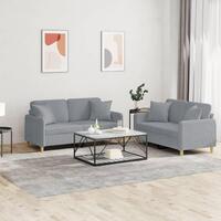 2 personers sofa med puder stof lysegrå