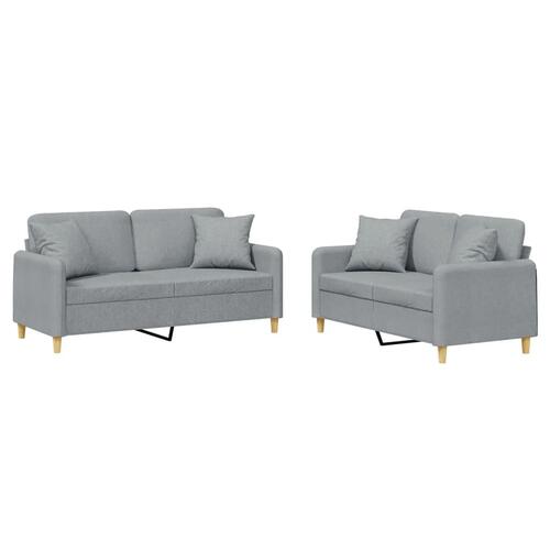 2 personers sofa med puder stof lysegrå