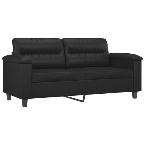 2 personers sofa med hynder kunstlæder sort
