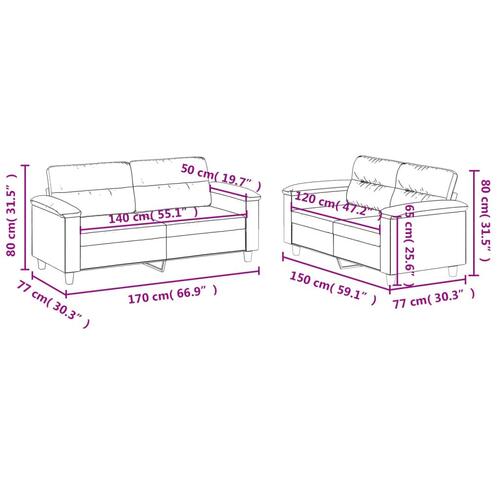 2 personers sofa med hynder kunstlæder sort