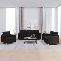 3 personers sofa med hynder stof sort