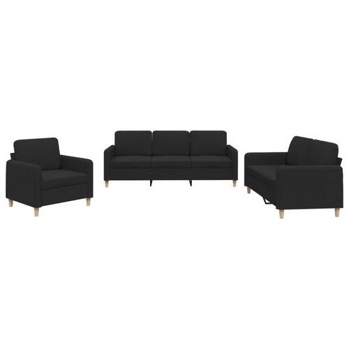 3 personers sofa med hynder stof sort