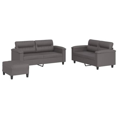 3 personers sofa med hynder kunstlæder grå