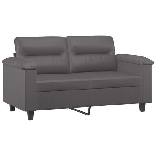 3 personers sofa med hynder kunstlæder grå