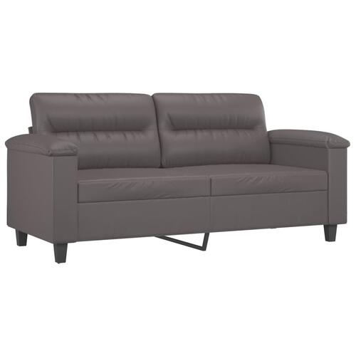 3 personers sofa med hynder kunstlæder grå